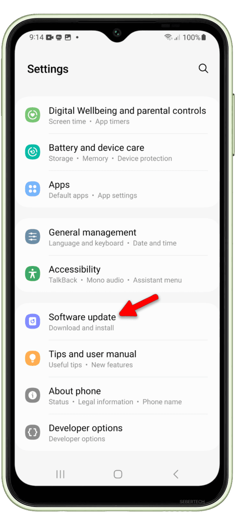 Tap on Software update.