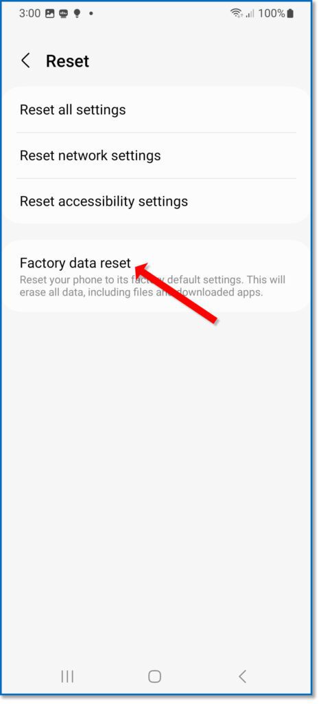 Select Factory data reset.