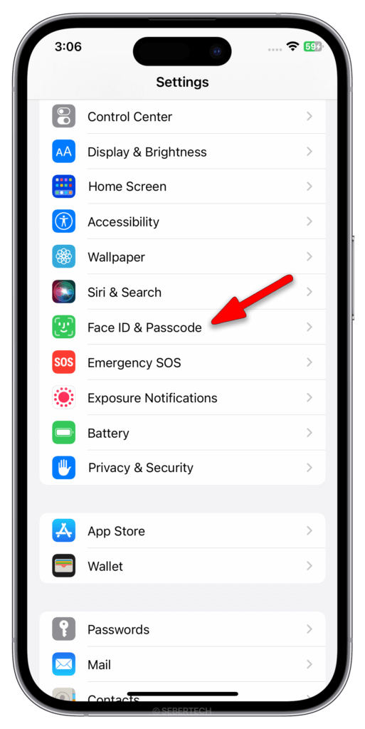 Tap Face ID & Passcode.
