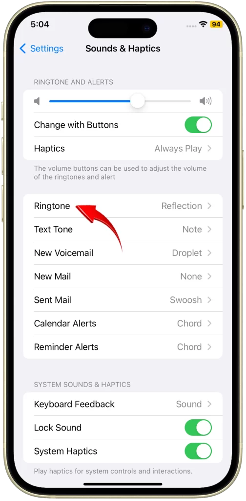 Tap on Ringtone. This is where you can select the ringtone that you want to use when someone calls you.