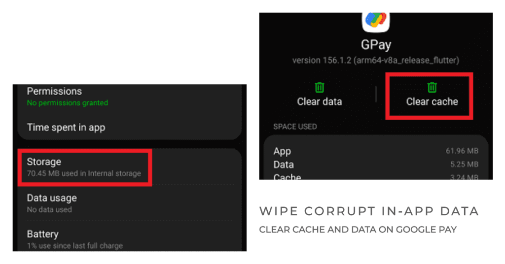 Clear Google Pay App cache and data on Google Pixel 7