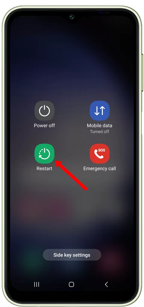 Tap Restart to reboot your Galaxy A14.