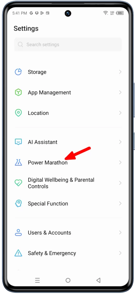 Tap on Power Marathon. This is where you can find all of the settings related to your phone's battery life.