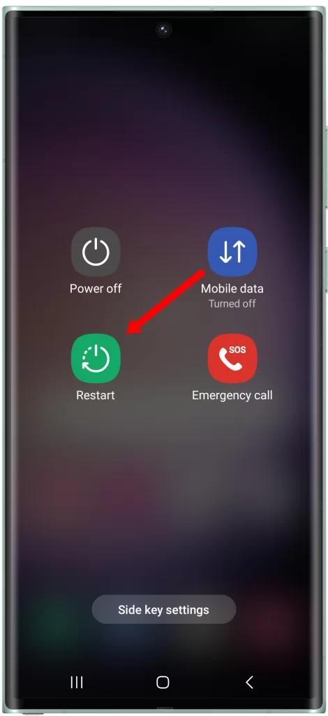 Tap Restart on Galaxy S23 Ultra