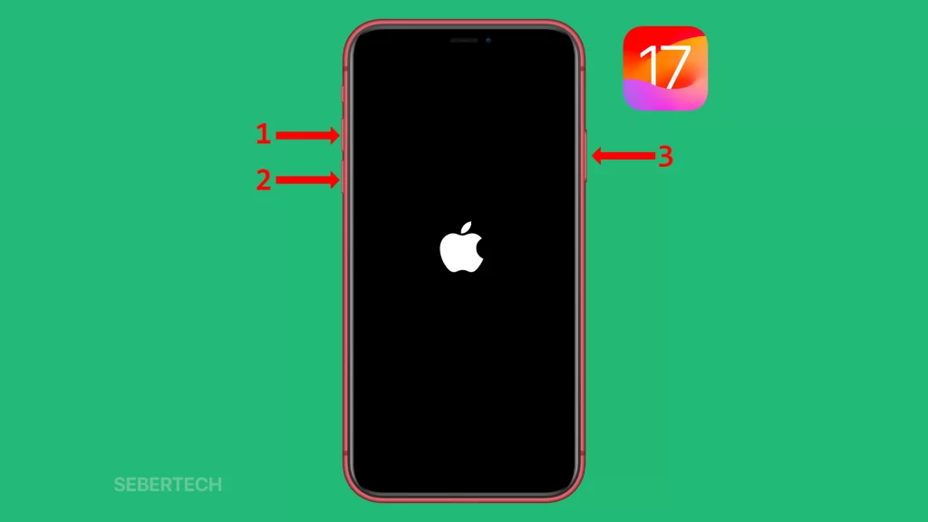 To force restart your iPhone XR, follow these steps:
Press and quickly release the Volume Up button.
Press and quickly release the Volume Down button.
Press and hold the Side button until you see the Apple logo.
