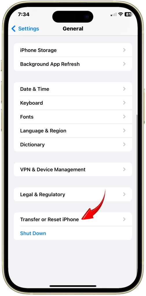 Transfer or Reset iPhone