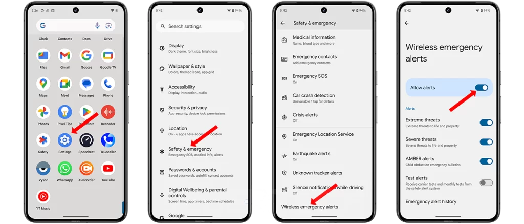 Step 1: Open the Settings App

Start by unlocking your smartphone and locating the Settings app. It usually looks like a gear or a similar icon. Tap on it to open the settings menu.

Step 2: Tap on Safety & Emergency

Within the Settings menu, scroll down or look for the section labeled "Safety & Emergency." It may also be called "Privacy & Safety" on some devices.

Step 3: Tap on Wireless Emergency Alerts

Under the Safety & Emergency section, you will find the "Wireless Emergency Alerts" option. Tap on it to access the WEA settings.

Step 4: Toggle the Wireless Emergency Alerts Switch On or Off

Inside the Wireless Emergency Alerts settings, you'll see a switch that allows you to enable or disable these alerts. Simply tap the switch to turn it on or off, depending on your preference.