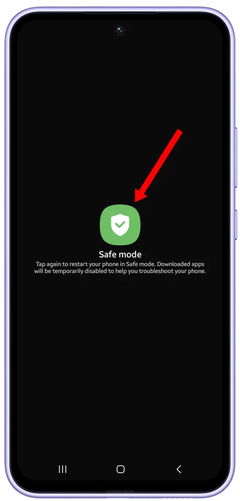 Tap Safe Mode button