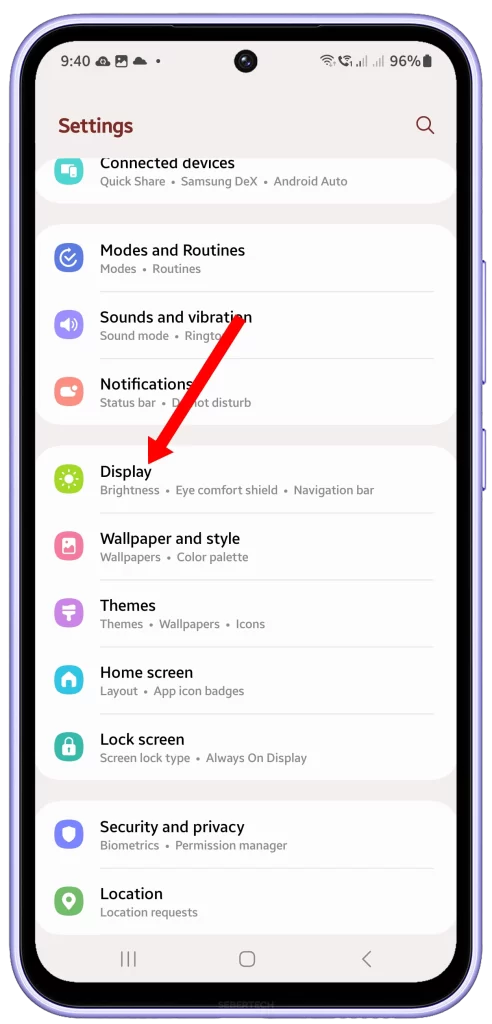 Galaxy A34 Display settings