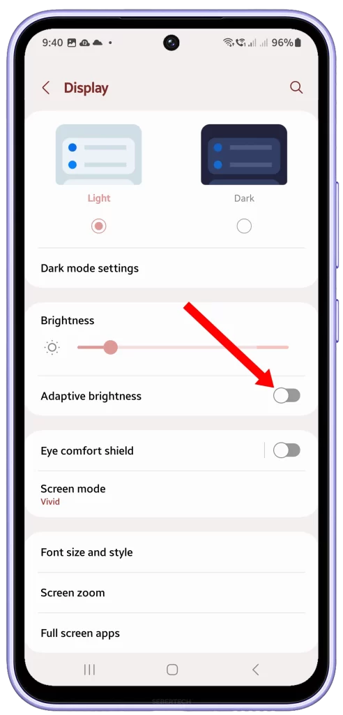 Disable Adaptive Brightness Galaxy A34