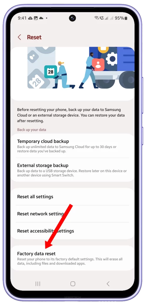 factory data reset galaxy a34