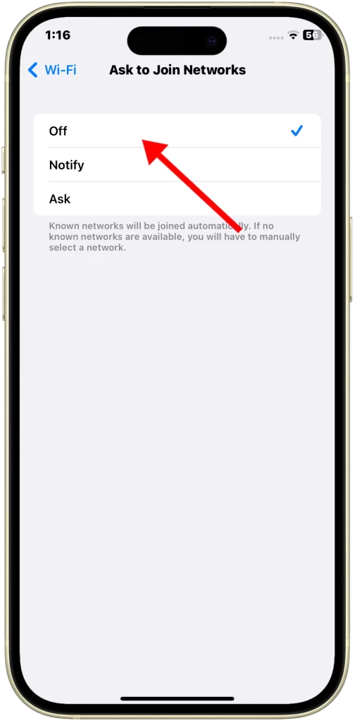 iPhone 15 Join Network Automatically OFF