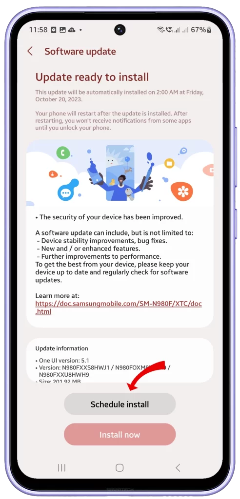 galaxy a54 download and install update