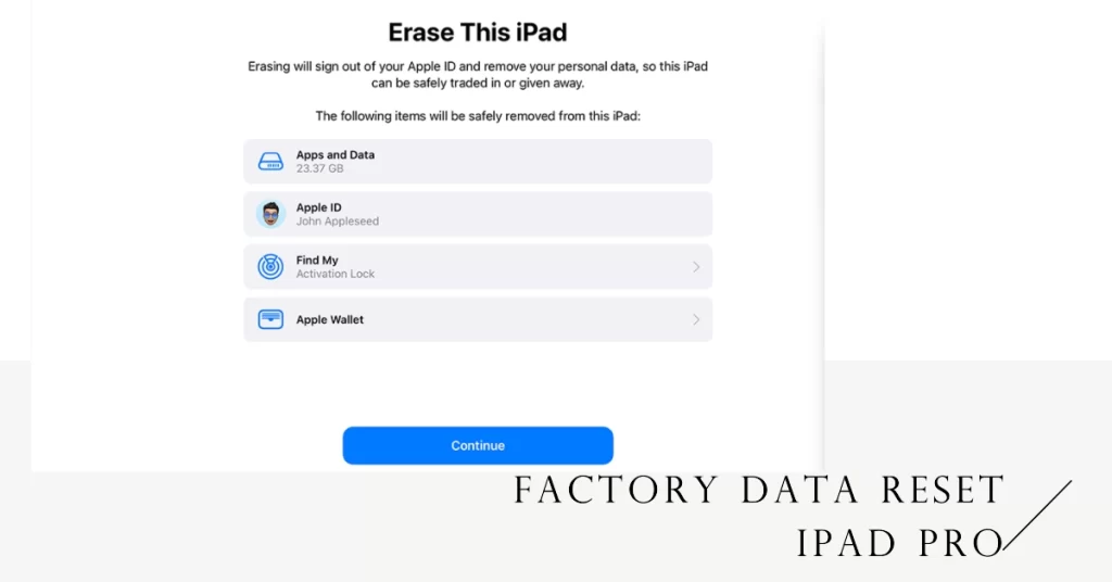 Factory reset iPad Pro