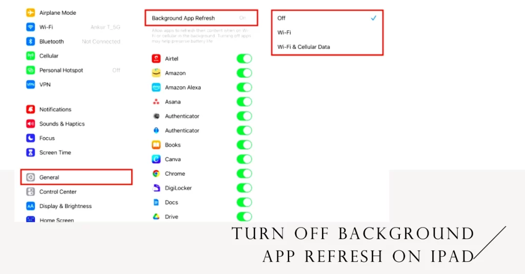 Disable Background App Refresh iPad Pro