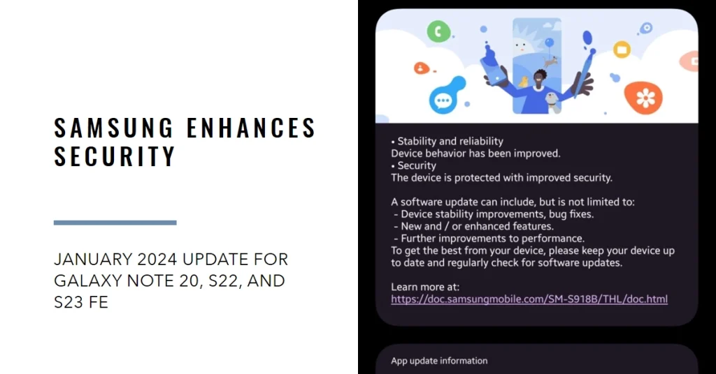 Samsung Bolsters Security: January 2024 Update Arrives for Galaxy Note 20, S22, and S23 FE