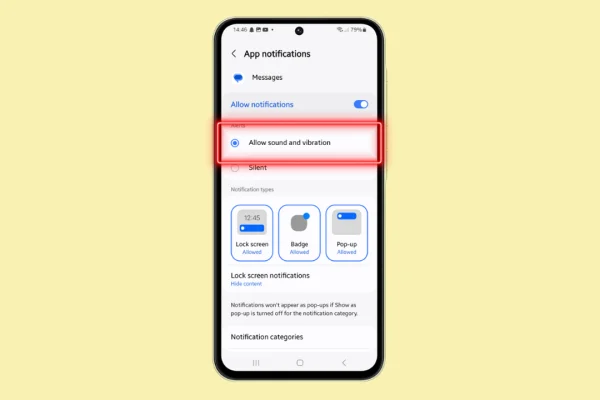 Enable Sound and Vibration for Message Notifications on Samsung Galaxy A55